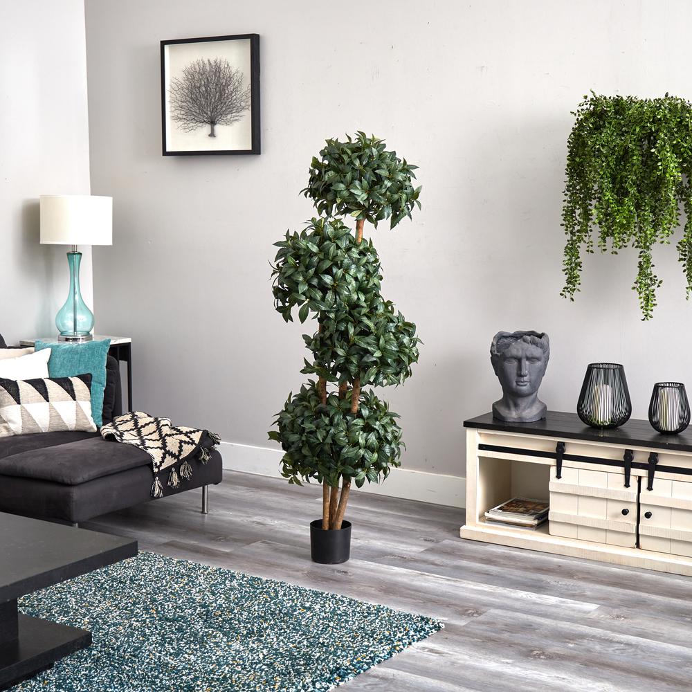 69in. Sweet Bay Topiary with 4 Balls Silk Tree. Picture 3