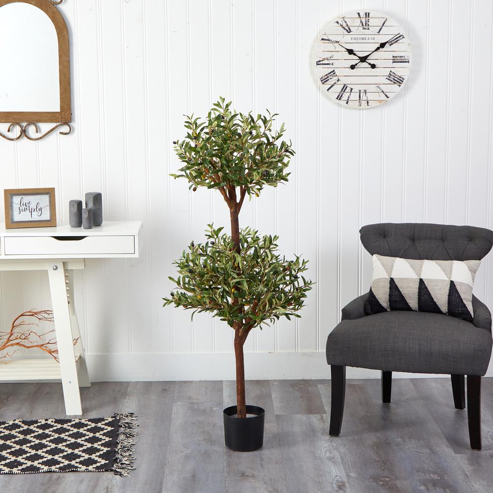 4.5ft. Olive Double Topiary Silk Tree. Picture 2