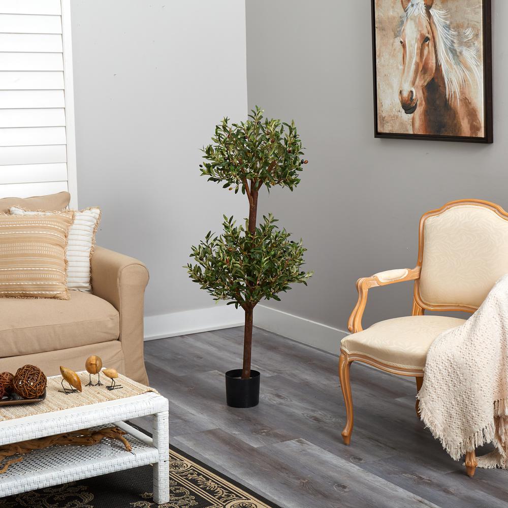 4.5ft. Olive Double Topiary Silk Tree. Picture 6