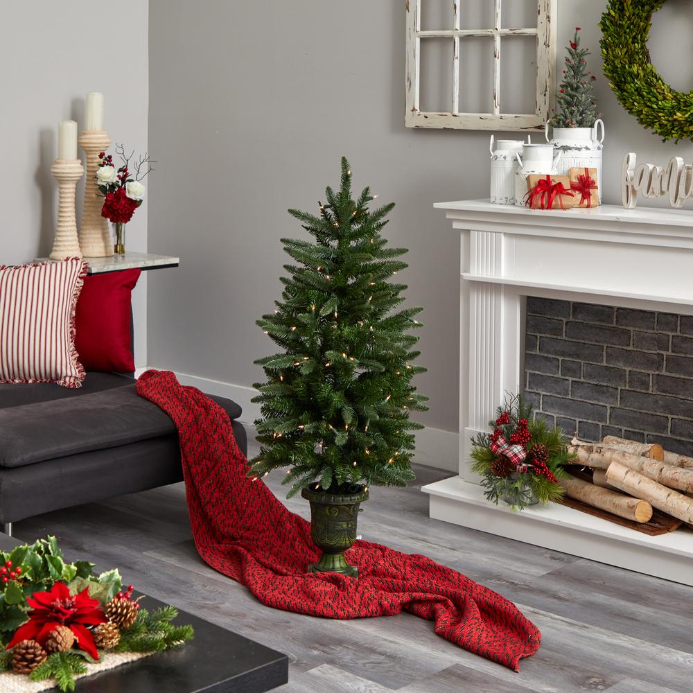 4ft. Christmas Tree with Urn & Clear Lights. Picture 9