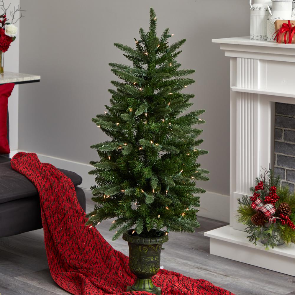 4ft. Christmas Tree with Urn & Clear Lights. Picture 4