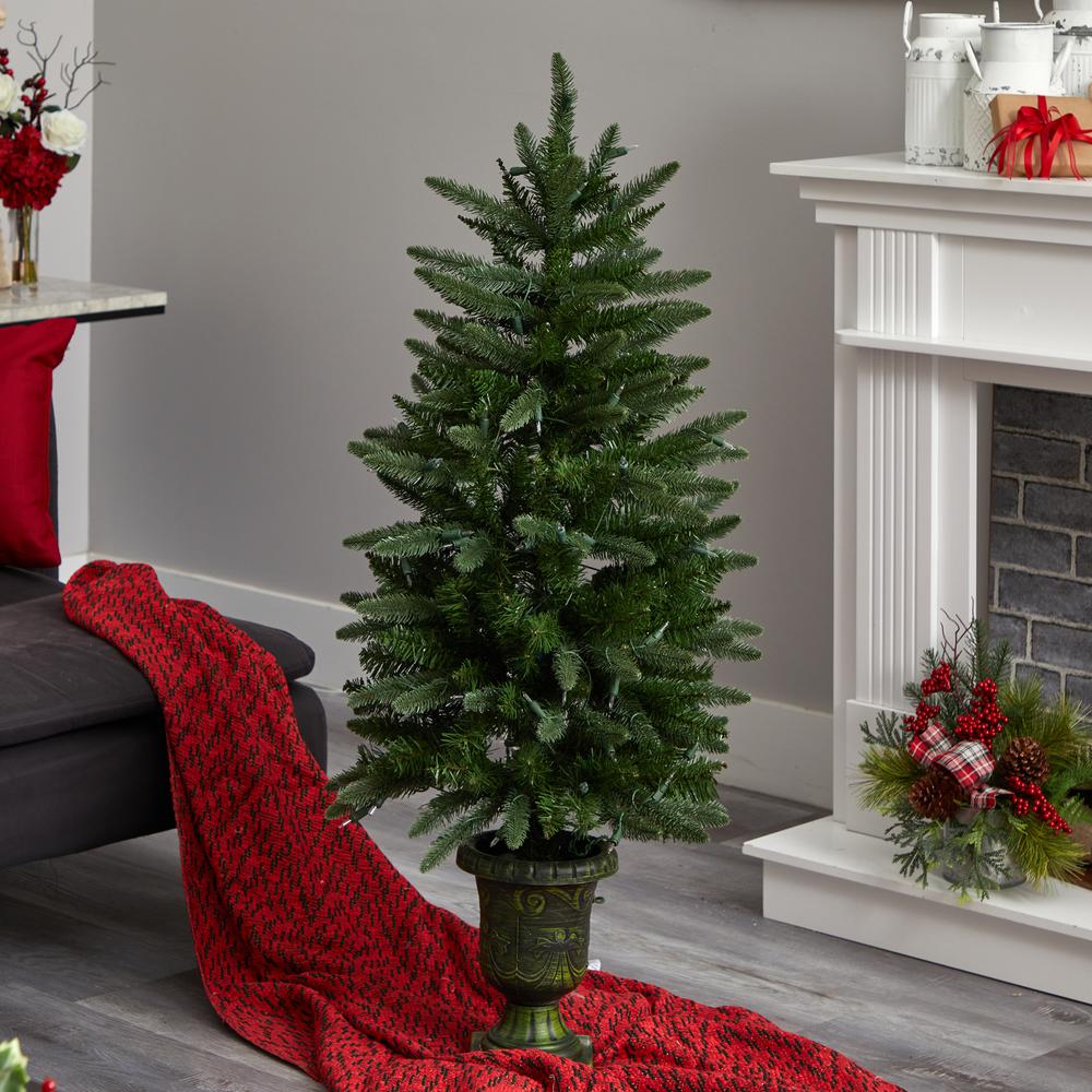 4ft. Christmas Tree with Urn & Clear Lights. Picture 5