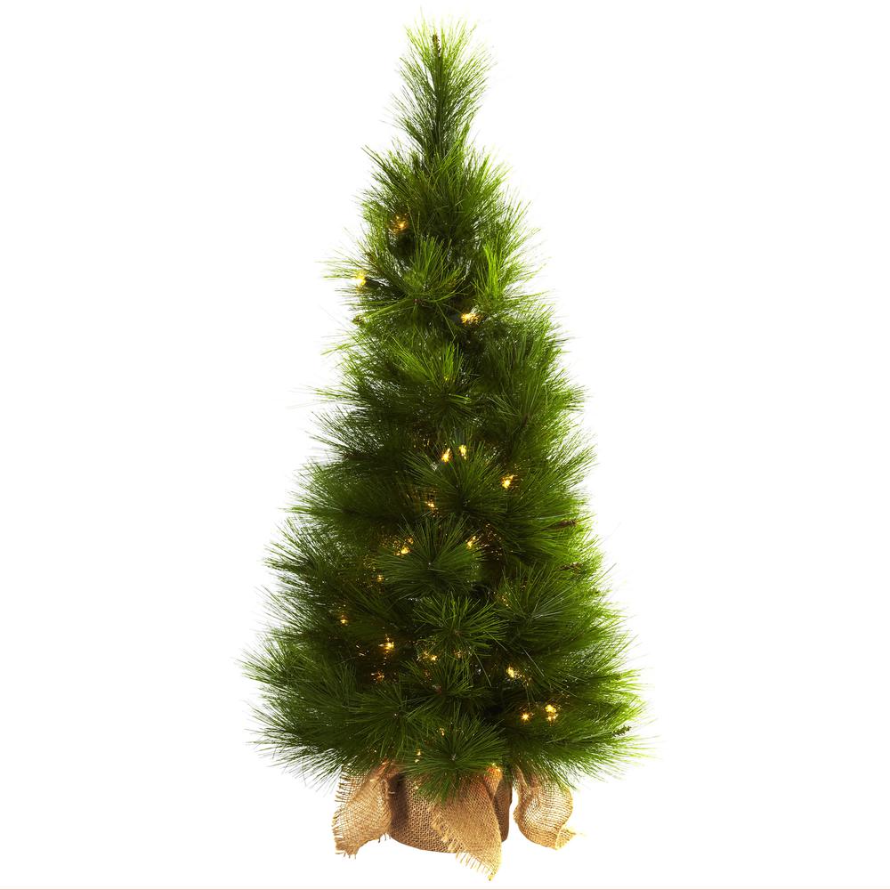 3ft. Christmas Tree with Burlap Bag & Clear Lights. Picture 1