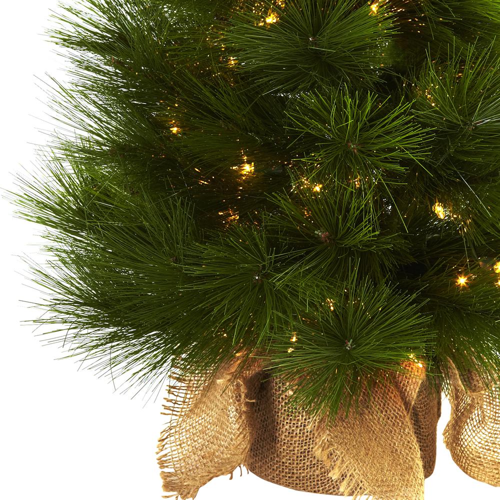 3ft. Christmas Tree with Burlap Bag & Clear Lights. Picture 3
