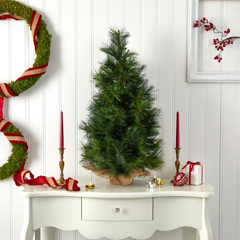 3ft. Christmas Tree with Burlap Bag & Clear Lights. Picture 4