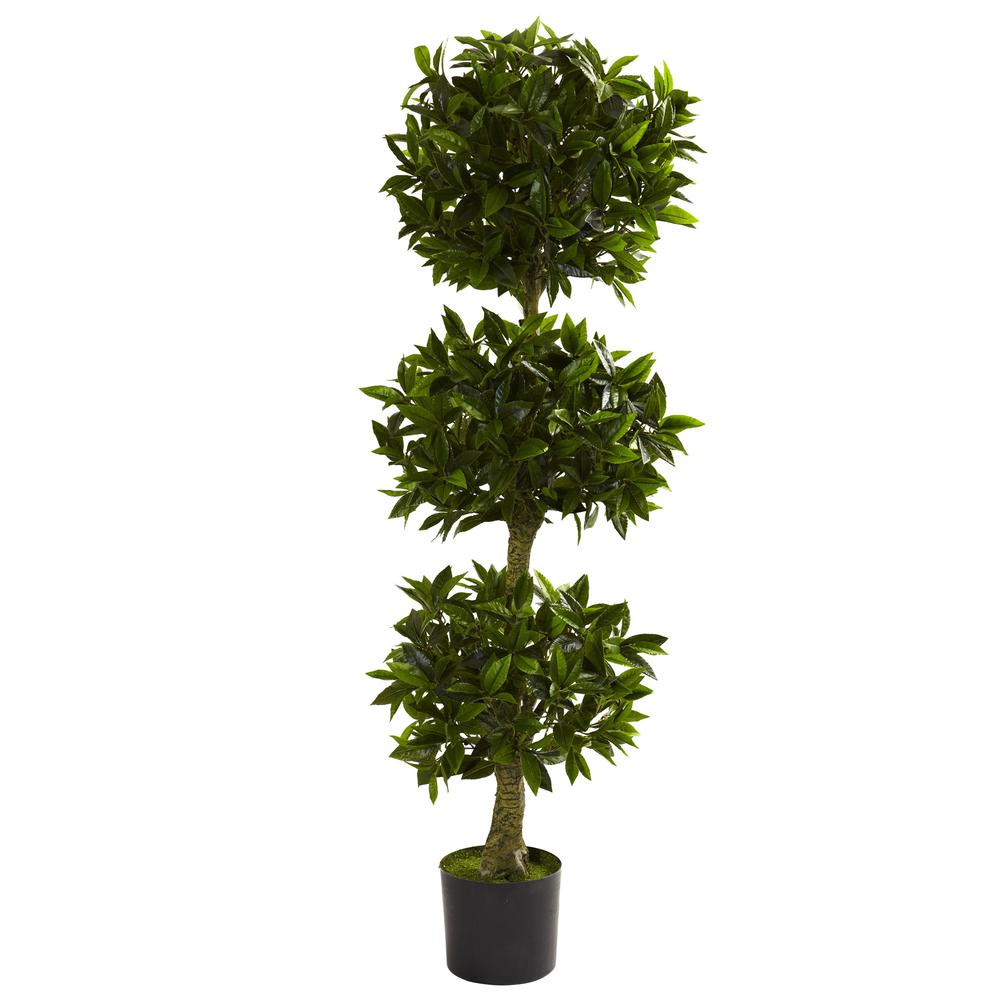 5ft. Triple Bay Leaf Topiary UV Resistant (Indoor/Outdoor). Picture 1