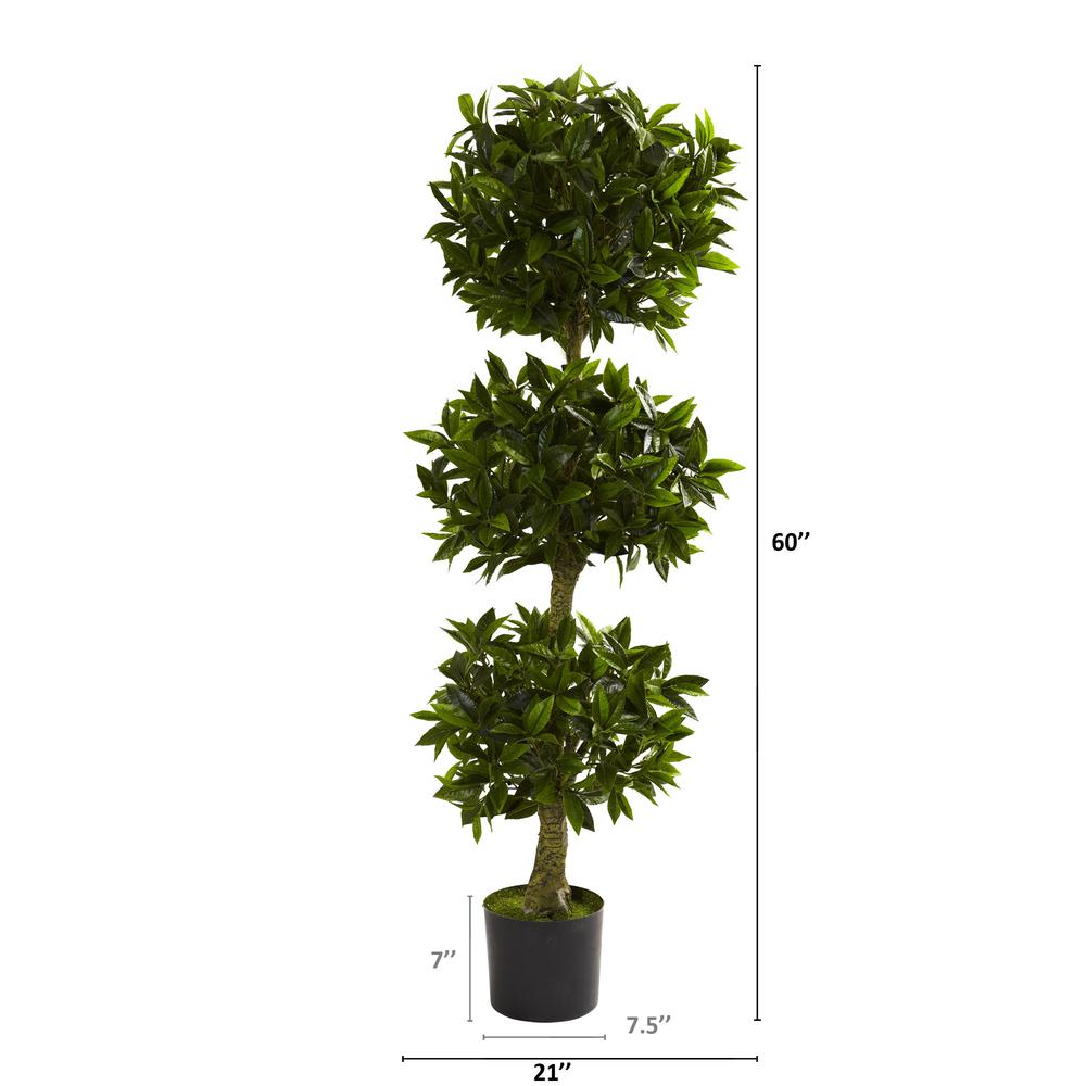 5ft. Triple Bay Leaf Topiary UV Resistant (Indoor/Outdoor). Picture 8