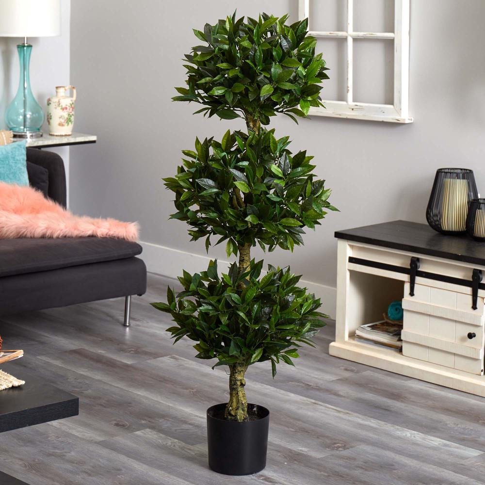 5ft. Triple Bay Leaf Topiary UV Resistant (Indoor/Outdoor). Picture 5