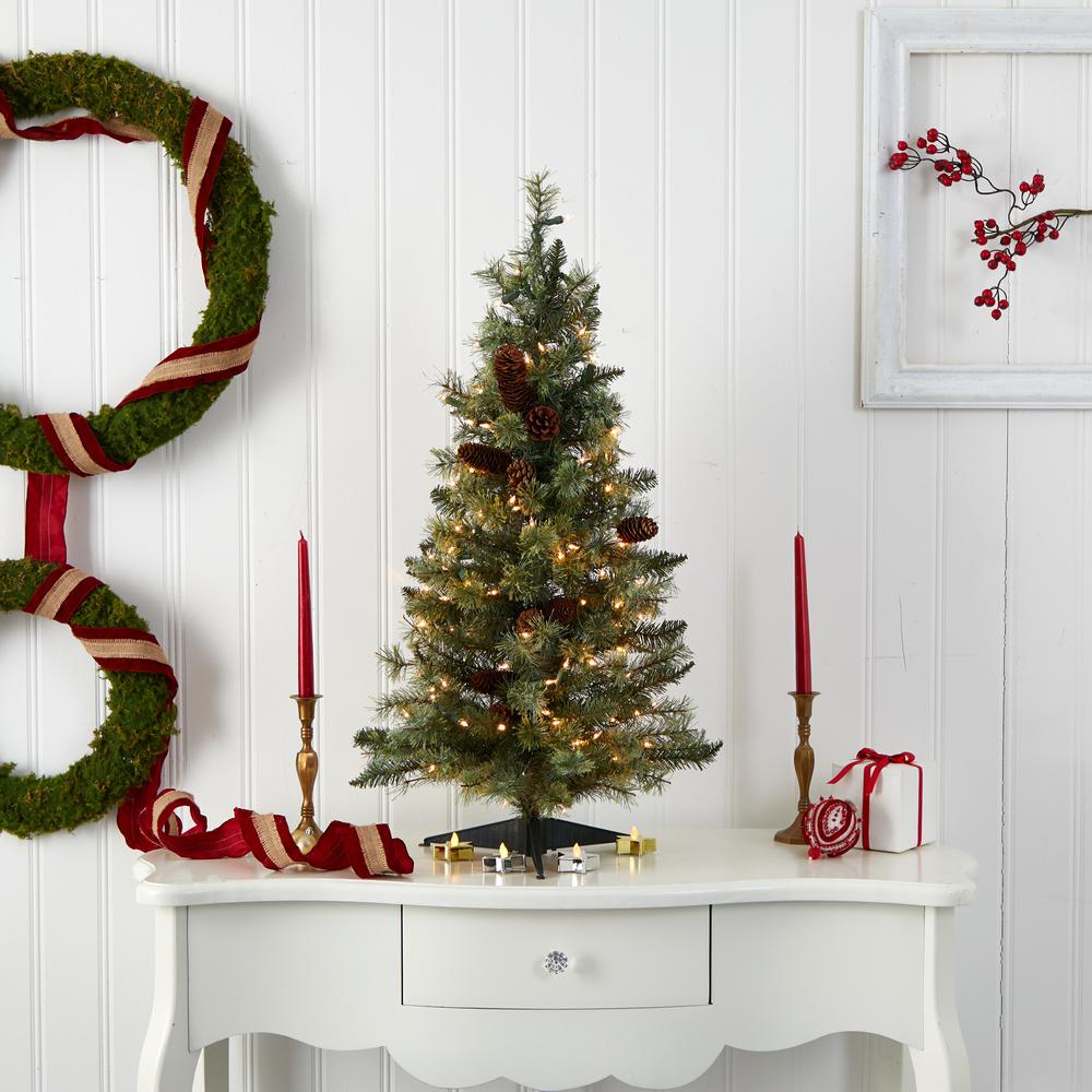 3ft. Christmas Tree with Pinecones & Clear Lights. Picture 2