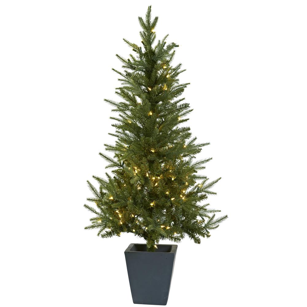 4.5ft. Christmas Tree with Clear Lights & Decorative Planter. Picture 1