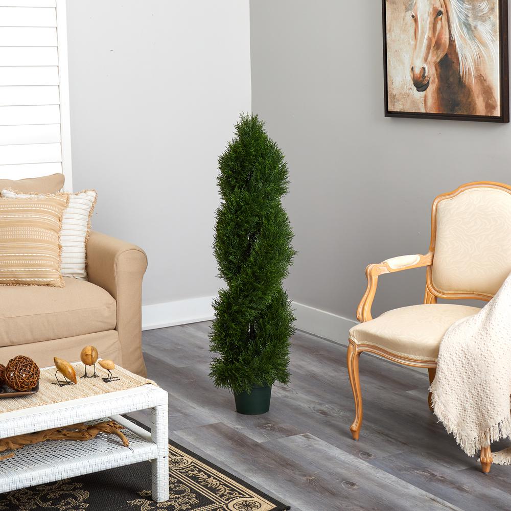 Double Pond Cypress 4 ft. H Spiral Topiary UV Resistant with 1036 Leaves (Indoor/Outdoor). Picture 5