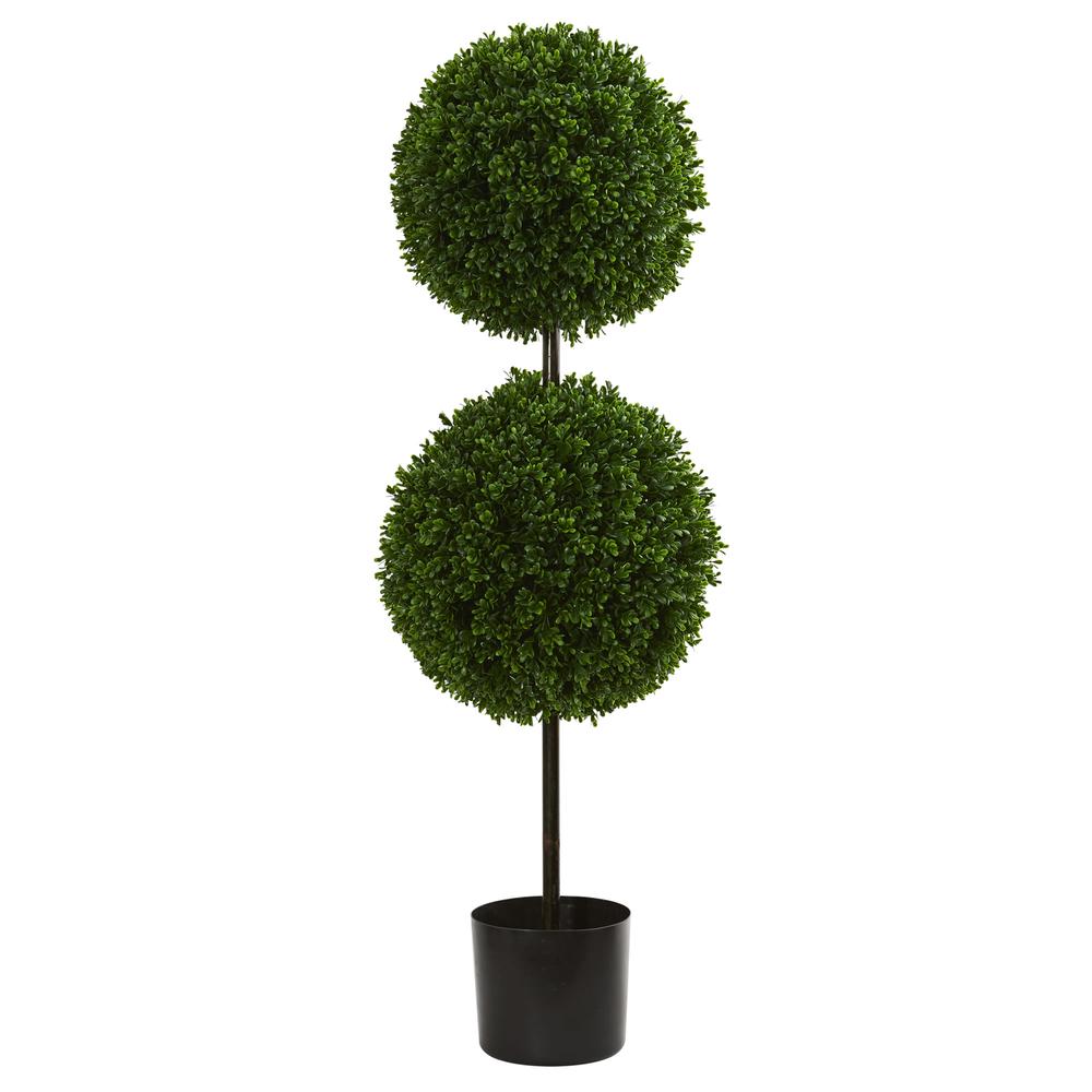3.5ft. Boxwood Double Ball Artificial Topiary Tree UV Resistant (Indoor/Outdoor). Picture 1