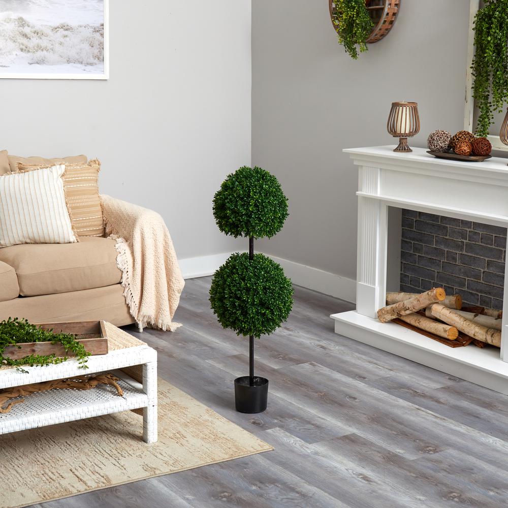 3.5ft. Boxwood Double Ball Artificial Topiary Tree UV Resistant (Indoor/Outdoor). Picture 2