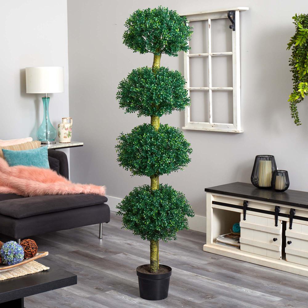 6ft. Four Tier Boxwood Artificial Topiary Tree, UV Resistant (Indoor/Outdoor). Picture 5