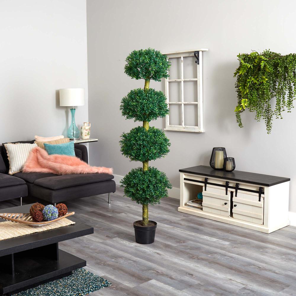 6ft. Four Tier Boxwood Artificial Topiary Tree, UV Resistant (Indoor/Outdoor). Picture 4