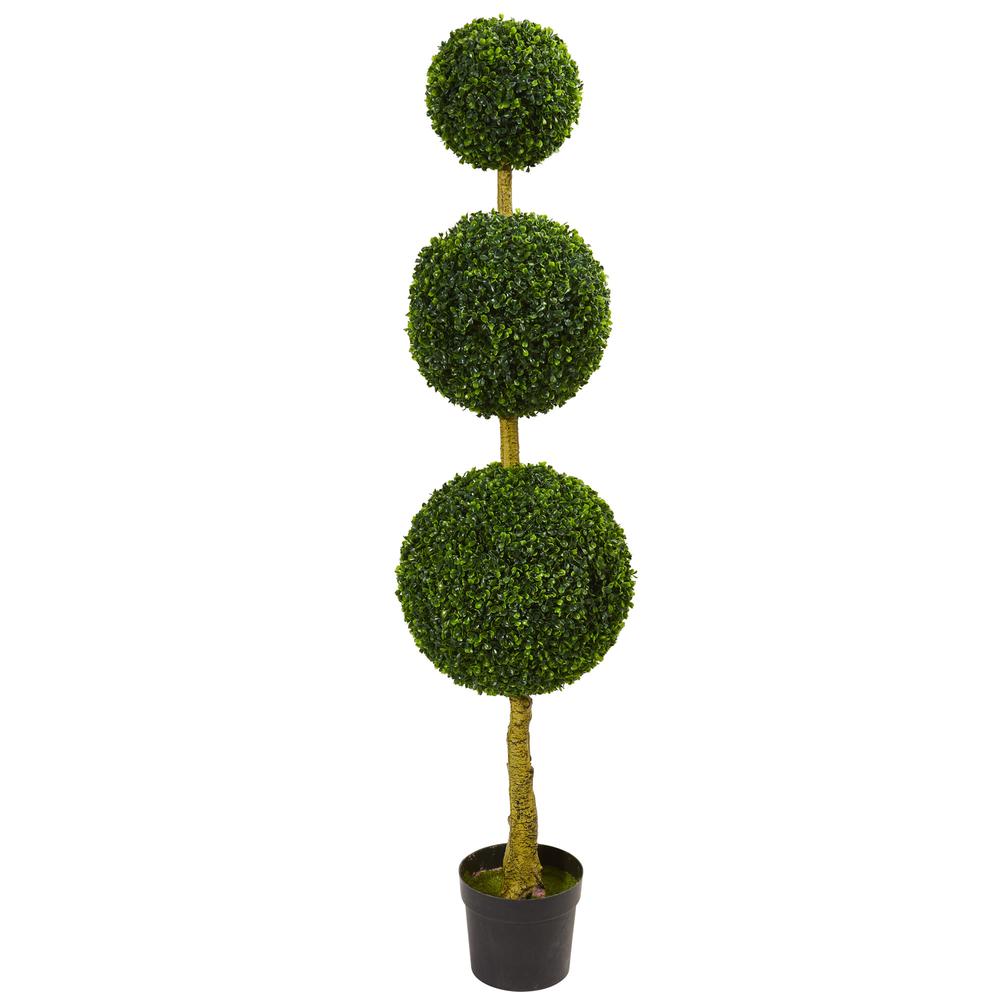 5.5ft. Triple Ball Boxwood Artificial Topiary Tree, UV Resistant (Indoor/Outdoor). Picture 1