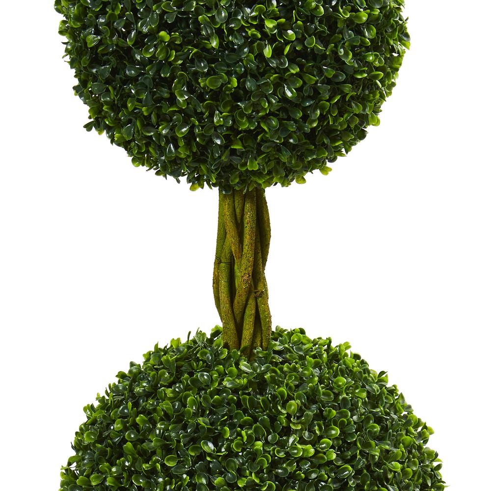 4ft. Boxwood Double Ball Artificial Topiary Tree with Woven Trunk, UV Resistant (Indoor/Outdoor). Picture 2