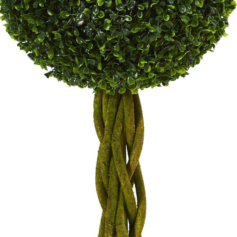 4ft. Boxwood Double Ball Artificial Topiary Tree with Woven Trunk, UV Resistant (Indoor/Outdoor). Picture 4