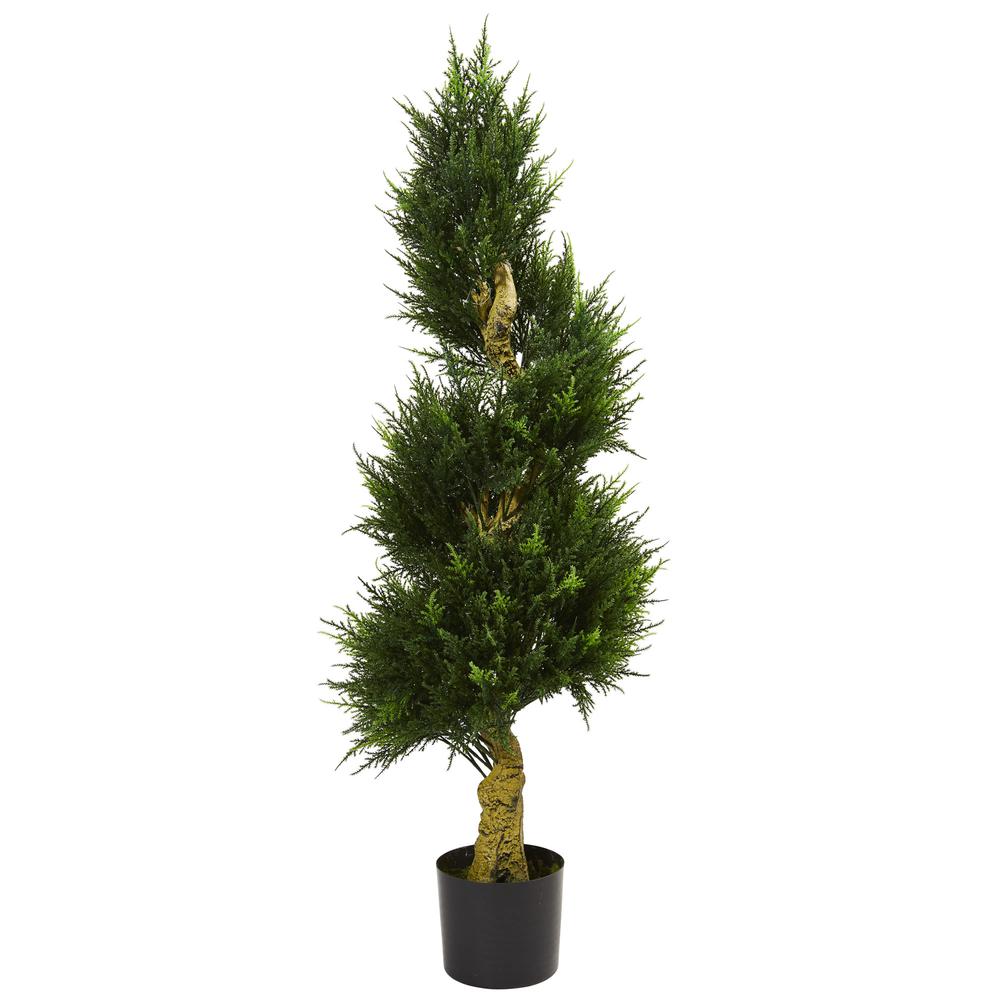 4.5ft. Spiral Cypress Artificial Tree, UV Resistant (Indoor/Outdoor). Picture 1