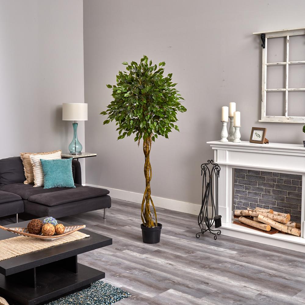 4ft. Ficus Artificial Tree with Woven Trunk, UV Resistant (Indoor/Outdoor). Picture 3