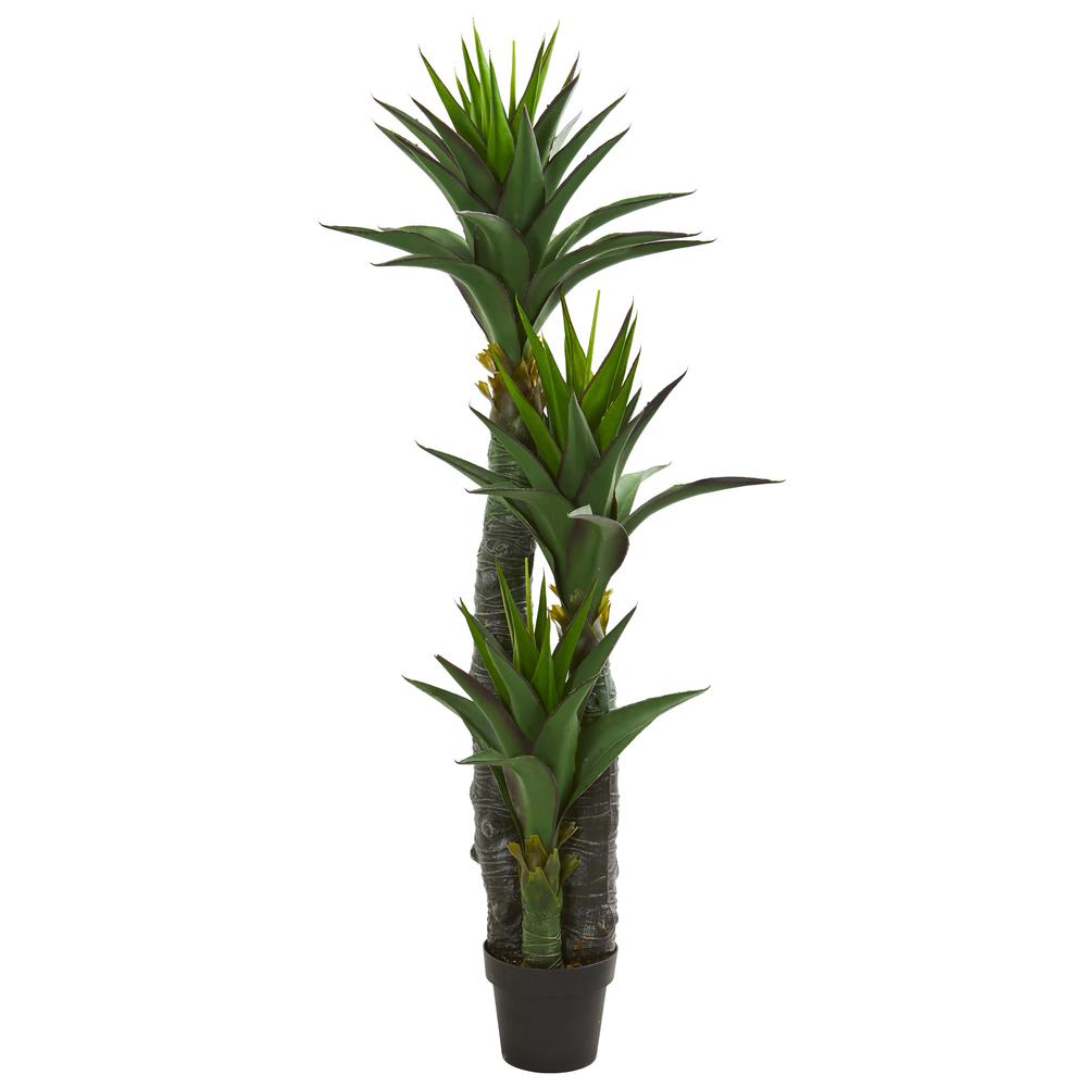 5ft. Decorative Yucca Artificial Tree in Black Planter. Picture 1