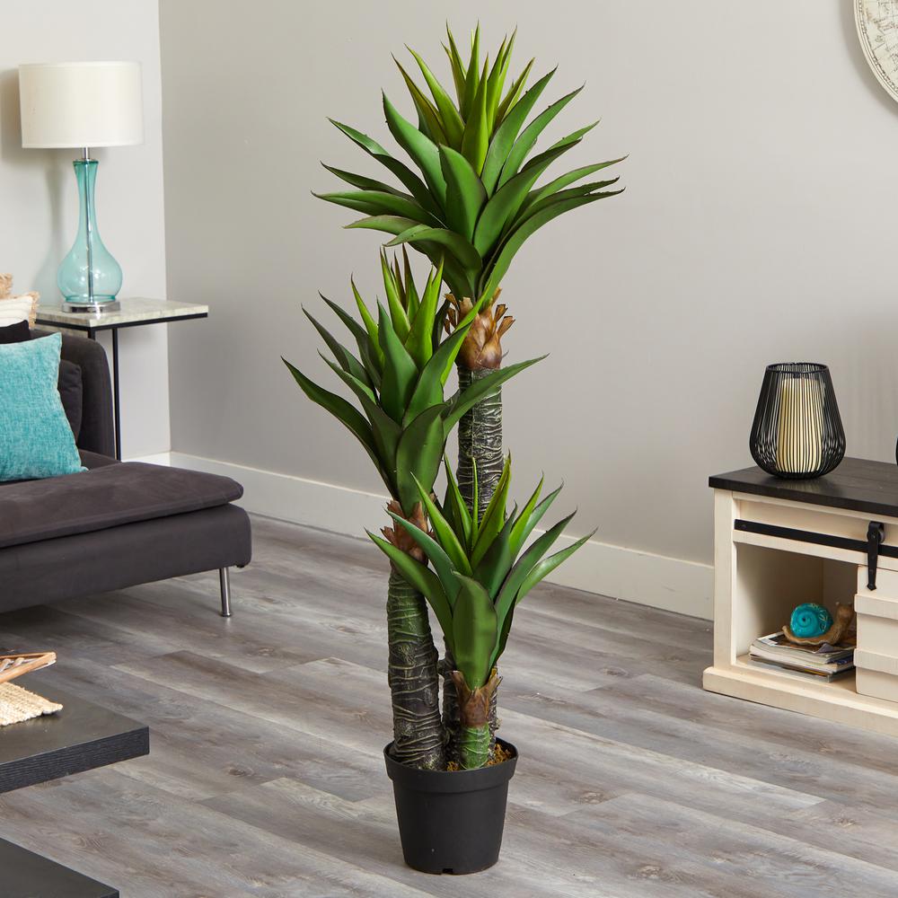 5ft. Decorative Yucca Artificial Tree in Black Planter. Picture 2