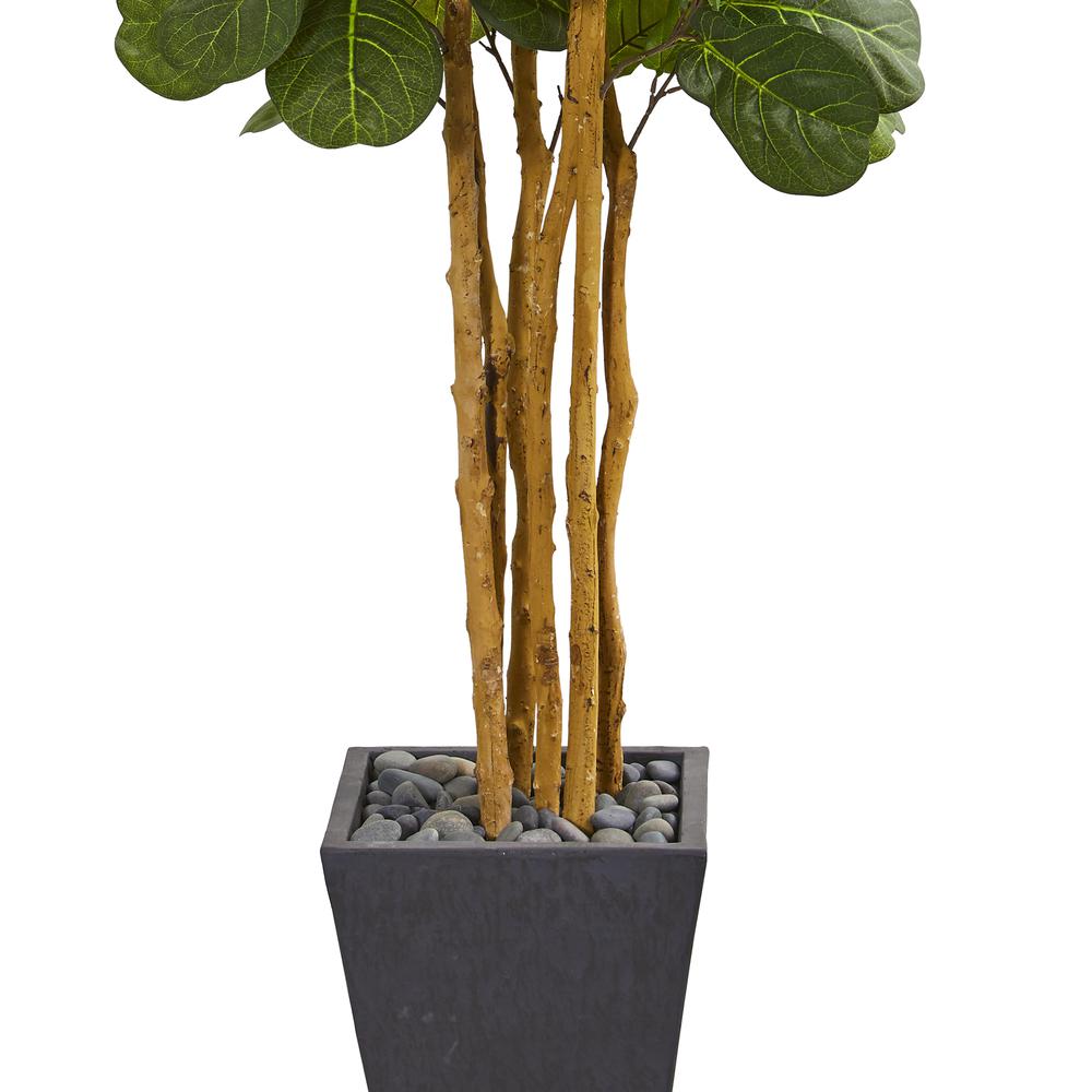 Fiddle Leaf Artificial Tree in Slate Planter. Picture 6
