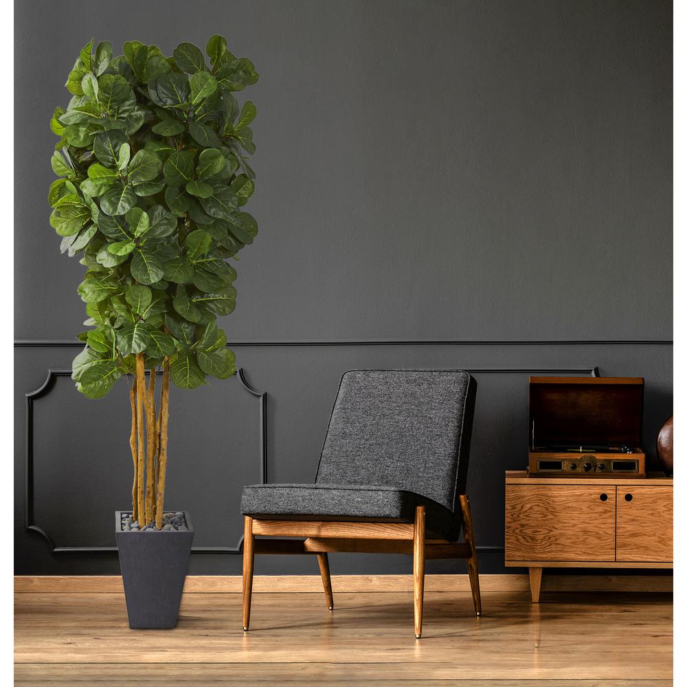 Fiddle Leaf Artificial Tree in Slate Planter. Picture 3