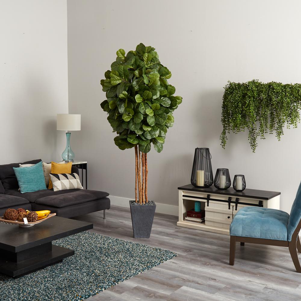 Fiddle Leaf Artificial Tree in Slate Planter. Picture 4