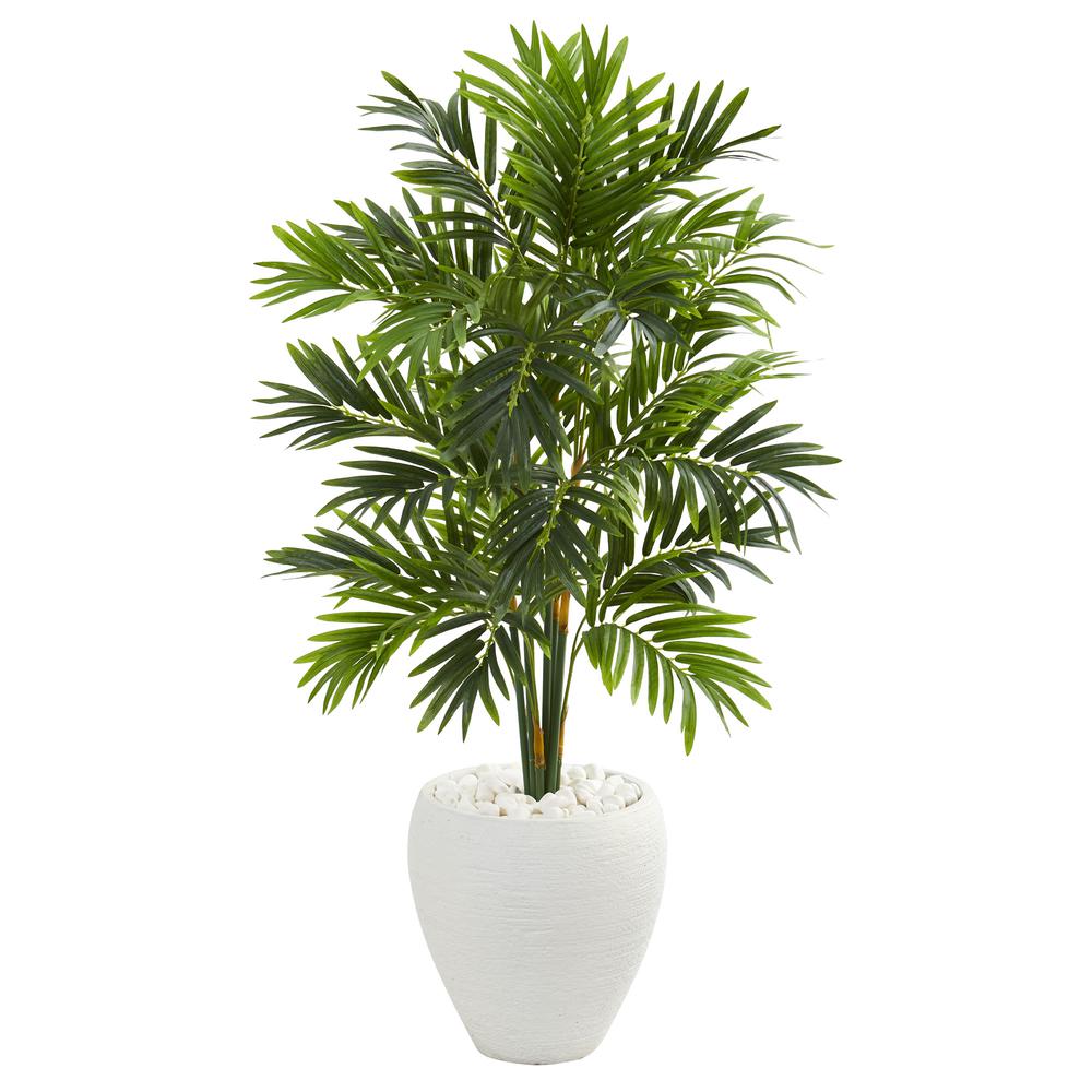 4ft. Areca Artificial Palm Tree in White Planter. Picture 1