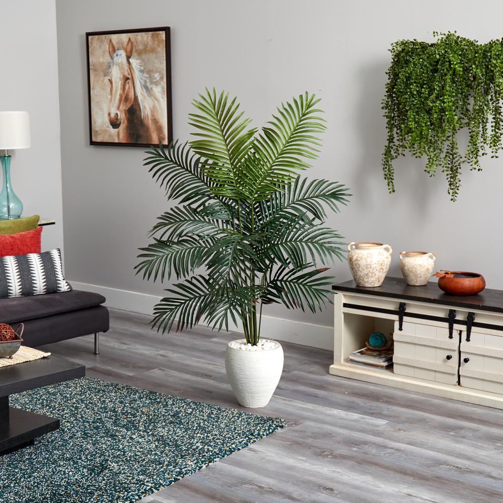 5.5ft. Paradise Artificial Palm Tree in White Planter. Picture 2