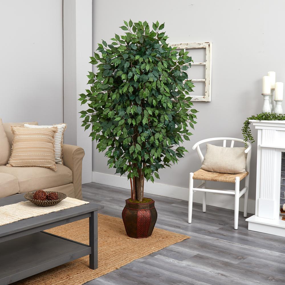 6ft. Ficus Artificial Tree in Decorative Planter. Picture 2