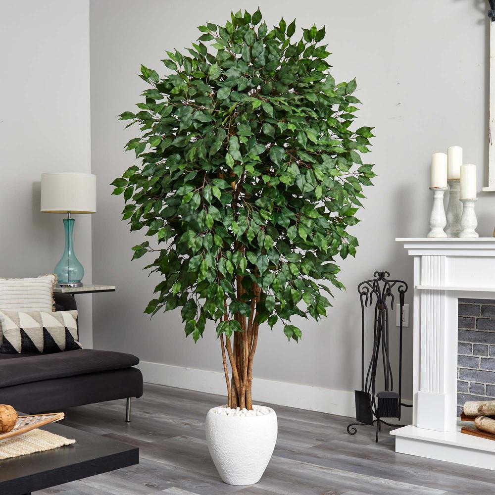 6ft. Ficus Artificial Tree in White Planter. Picture 2