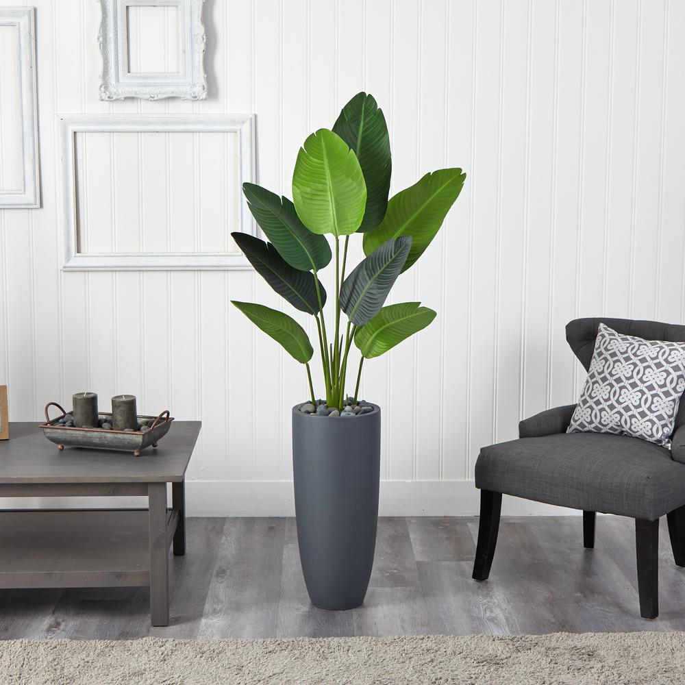 5.5ft. Travelers Palm Artificial Tree in Gray Planter. Picture 3