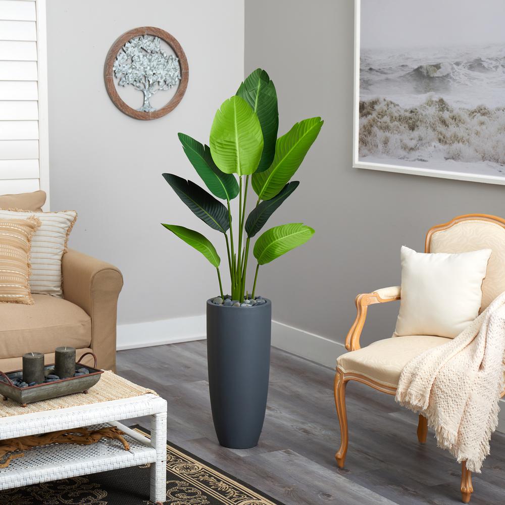 5.5ft. Travelers Palm Artificial Tree in Gray Planter. Picture 2