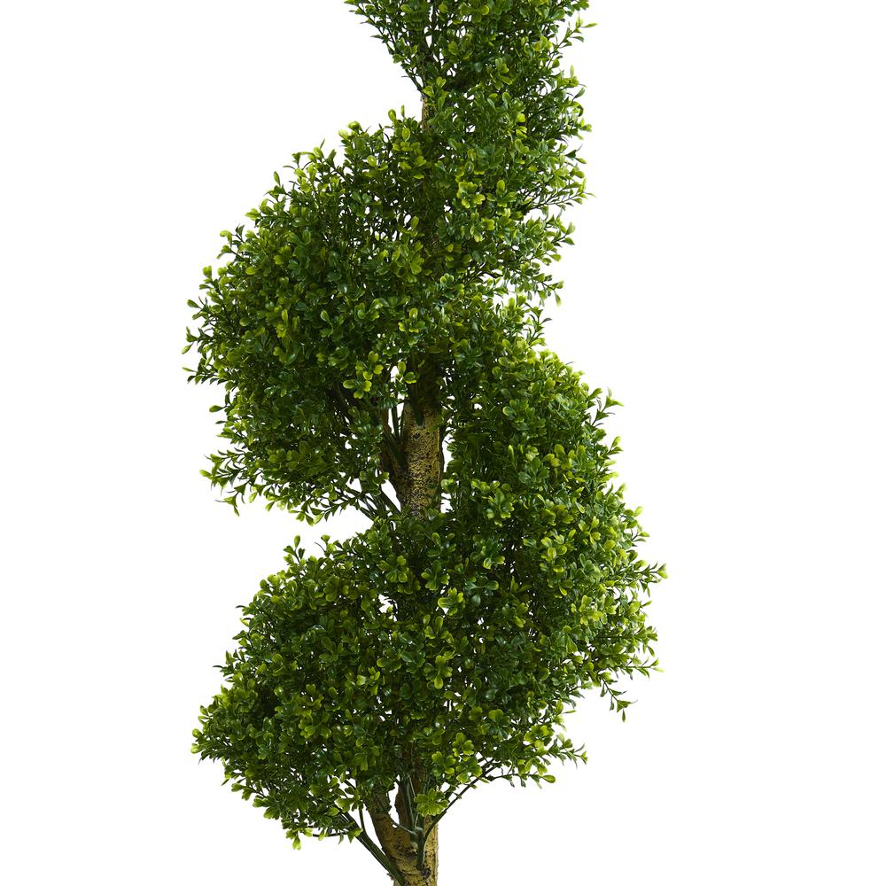 5ft. Boxwood Spiral Topiary Artificial Tree in Slate Planter UV Resistant (Indoor/Outdoor). Picture 2