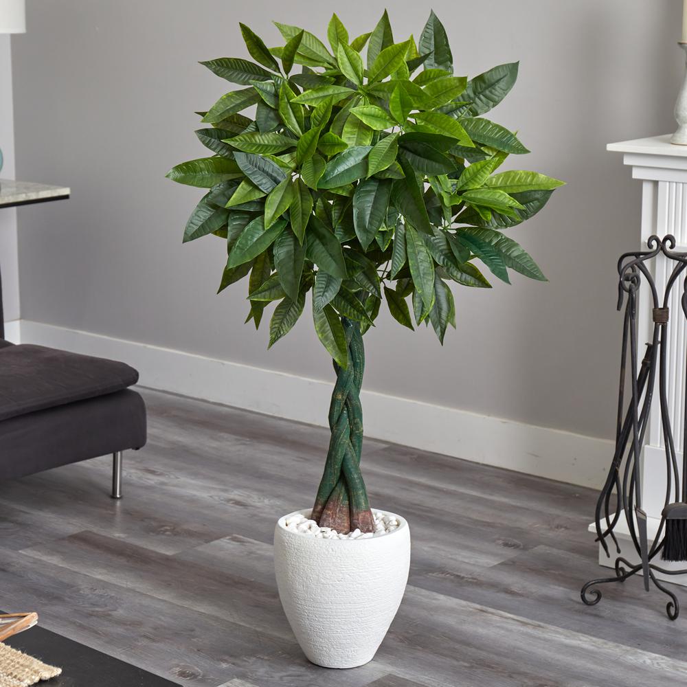 5ft. Money Artificial Tree in White Oval Planter (Real Touch. Picture 2