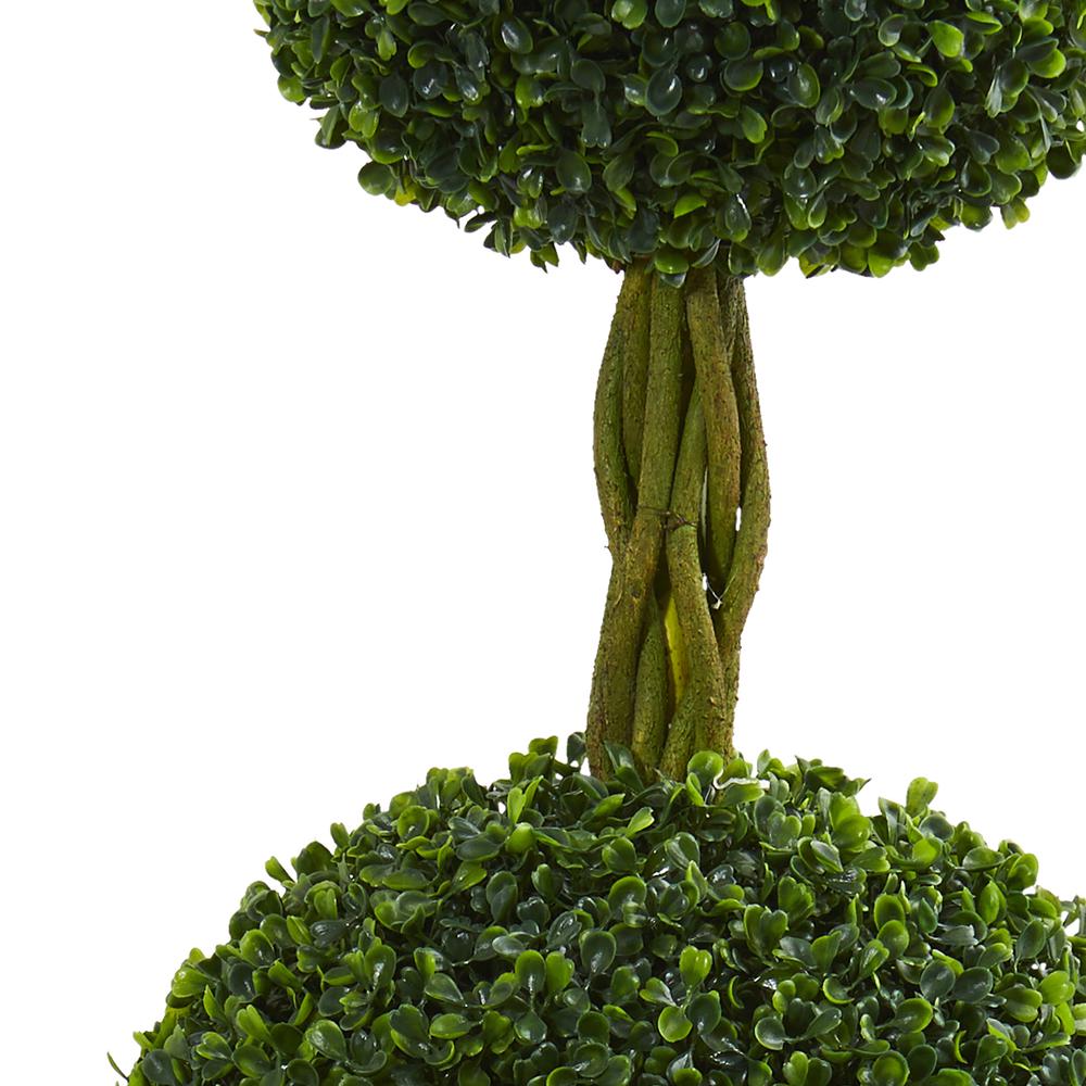 5ft. Double Ball Boxwood Topiary Artificial Tree in Slate Planter UV Resistant (Indoor/Outdoor)r). Picture 3
