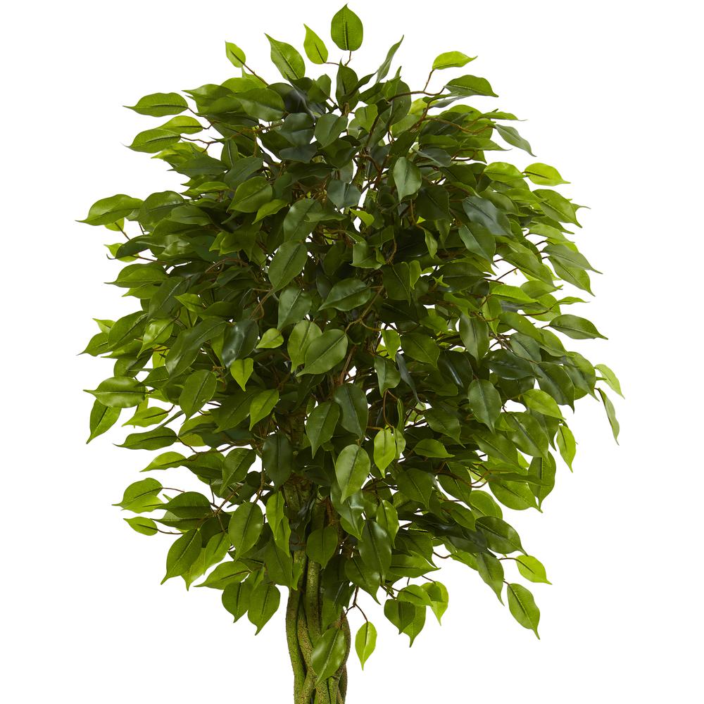 6.5ft. Braided Ficus Artificial Tree in Cylinder Planter UV Resistant (Indoor/Outdoor). Picture 3