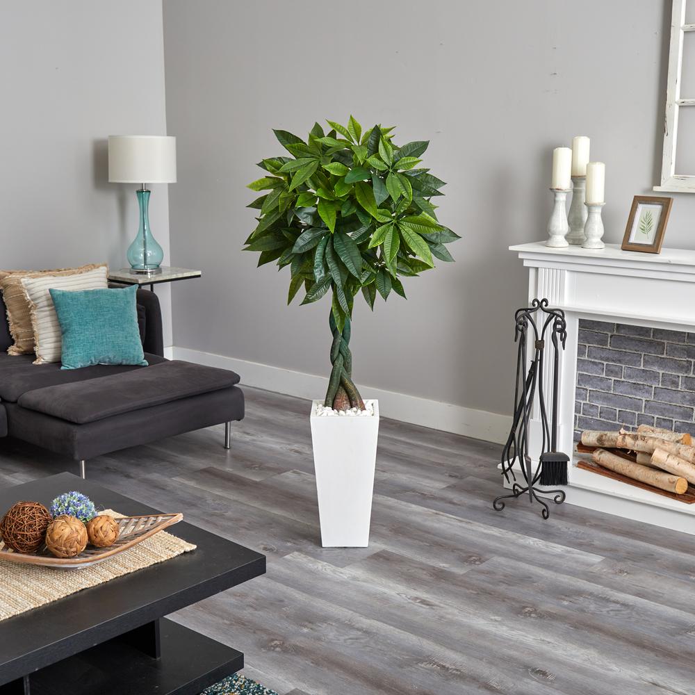 5.5ft. Money Artificial Tree in White Tower Planter (Real Touch). Picture 3