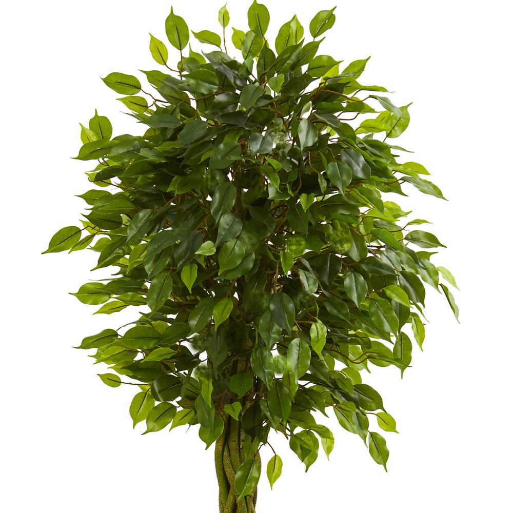 5ft. Braided Ficus Artificial Tree in Slate Planter UV Resistant (Indoor/Outdoor). Picture 3