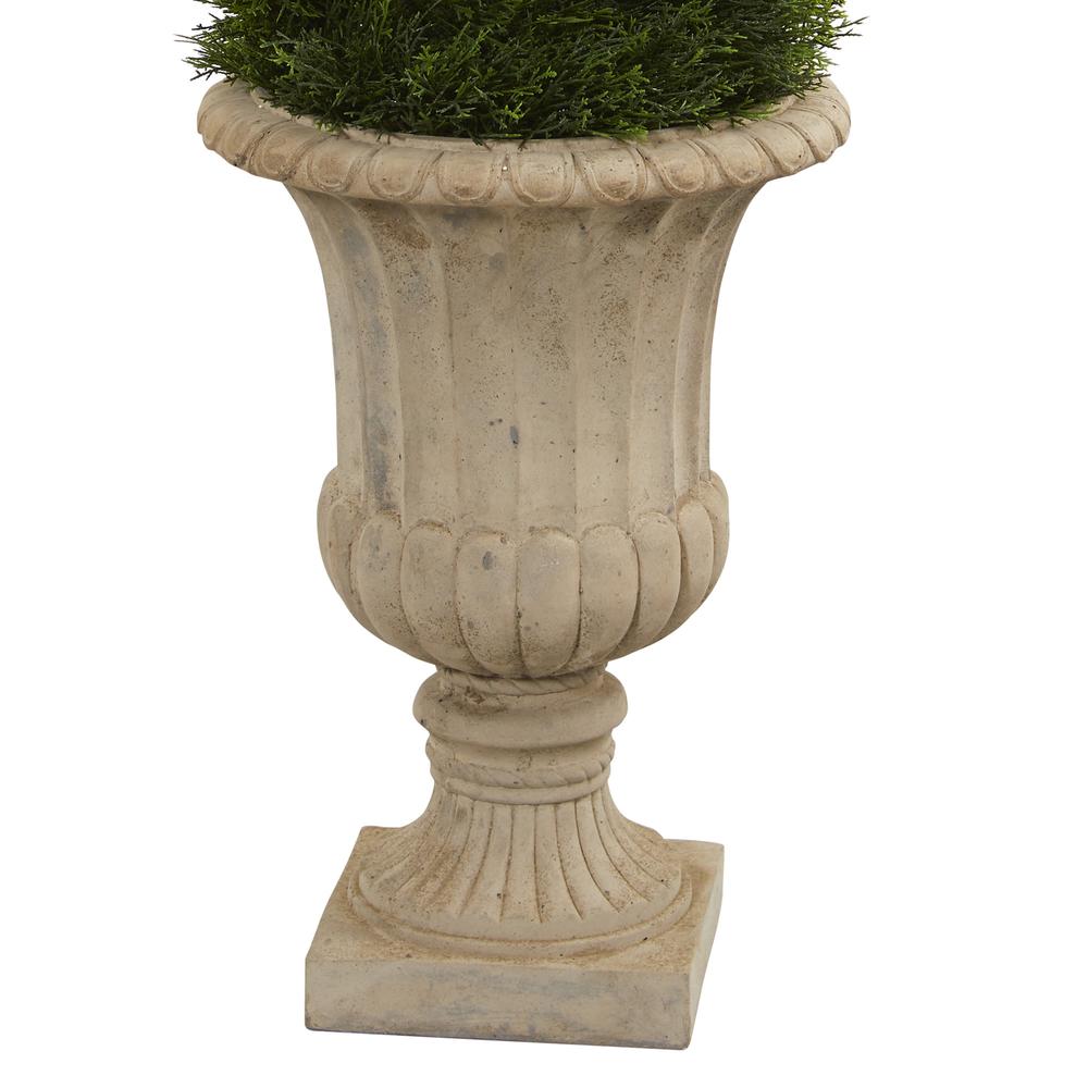 5ft. Double Pond Cypress Artificial Spiral Topiary Tree in Urn UV Resistant (Indoor/Outdoor). Picture 2