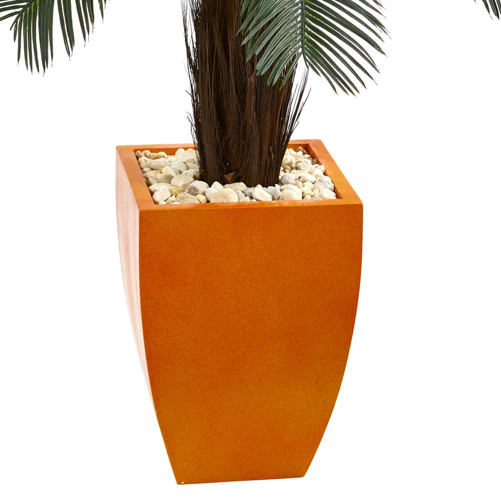 4.5ft. Cycas Artificial Tree in Orange Planter UV Resistant (Indoor/Outdoor). Picture 3