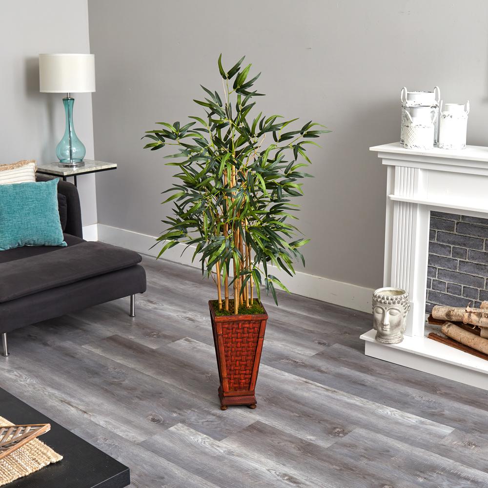 4.5ft. Bamboo Artificial Tree in Decorative Planter. Picture 4