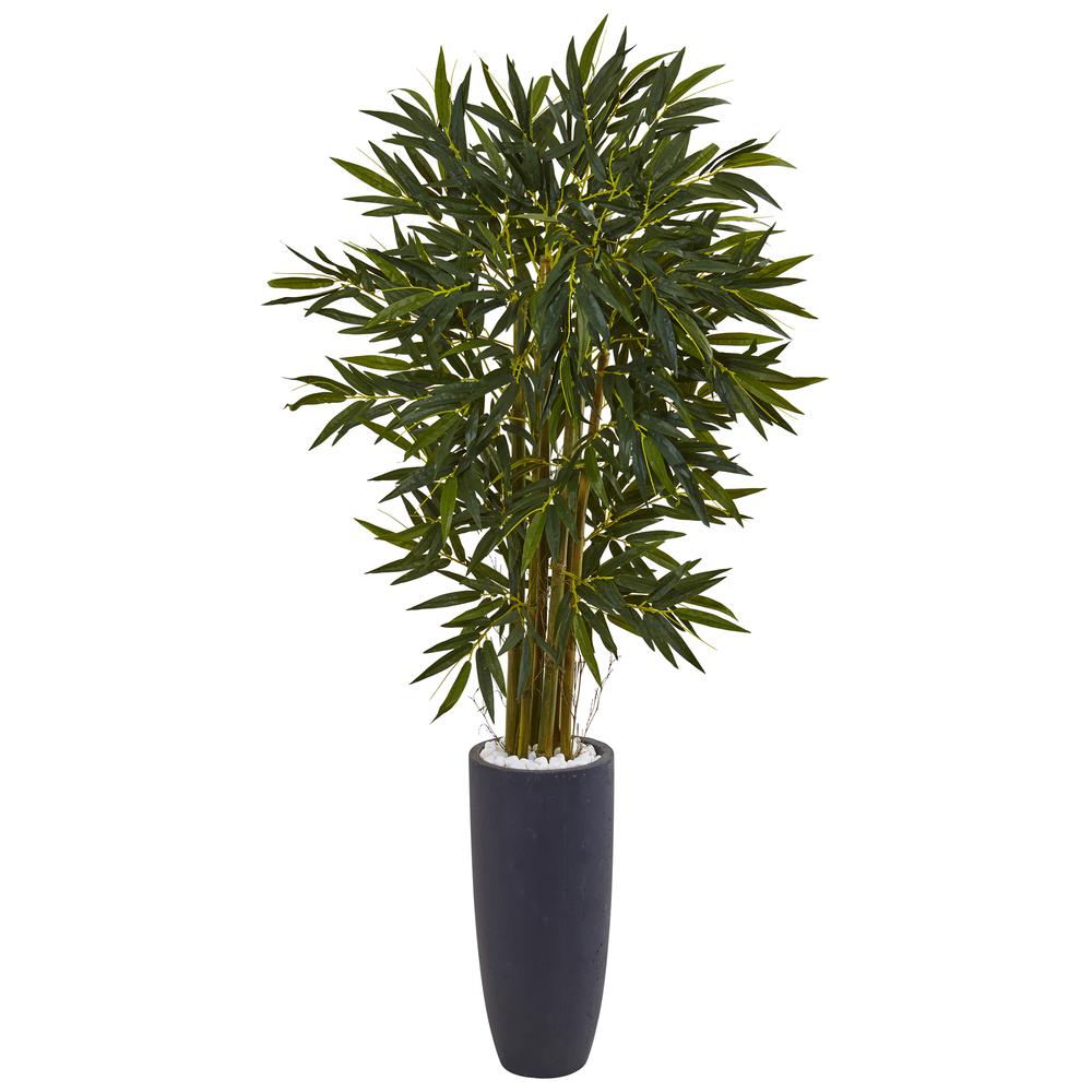 6.5ft. Bamboo Artificial Tree in Gray Cylinder Planter. Picture 1