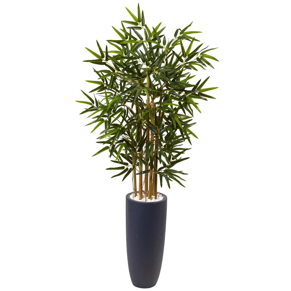 4ft. Bamboo Artificial Tree in Gray Cylinder Planter. Picture 1