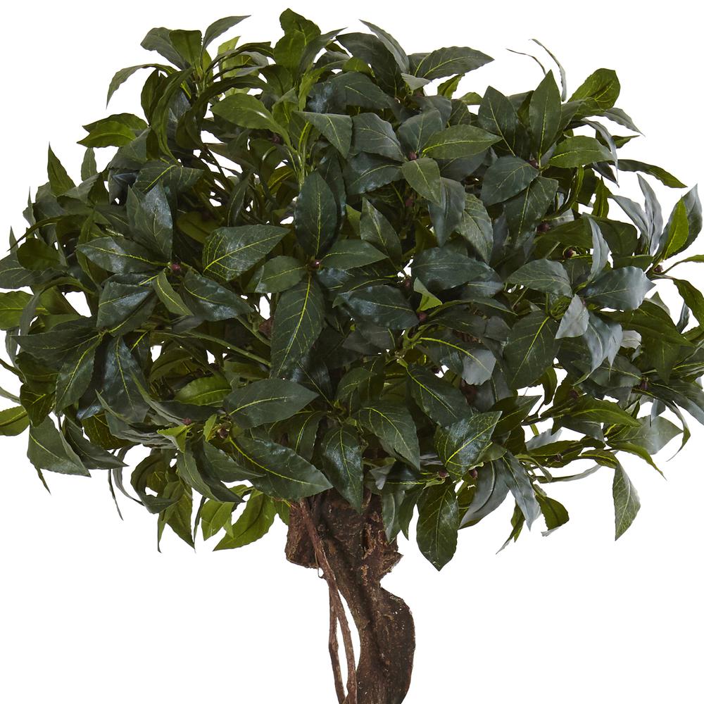 4.5ft. Sweet Bay Double Topiary Artificial Tree in Farmhouse Planter. Picture 2