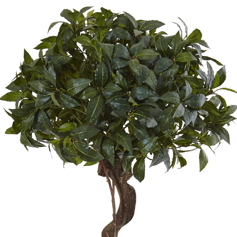 4.5ft. Sweet Bay Double Topiary Artificial Tree in Metal Planter. Picture 2