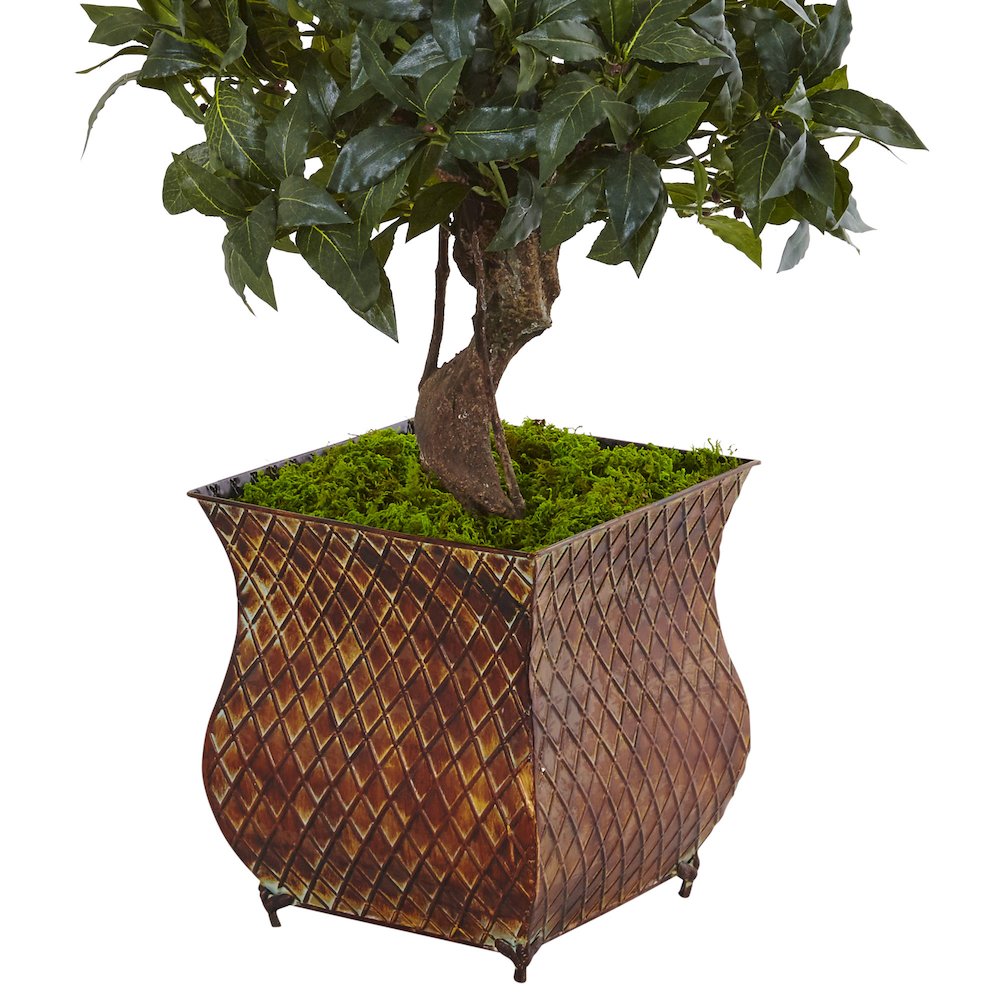 4.5ft. Sweet Bay Double Topiary Artificial Tree in Metal Planter. Picture 3