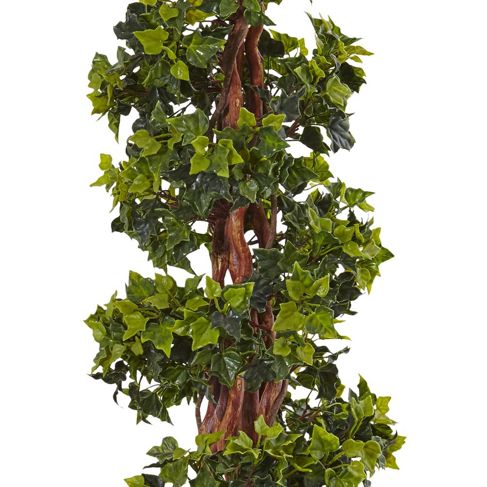 4ft. English Ivy Topiary Artificial Tree in White Oval Planter, UV Resistant (Indoor/Outdoor). Picture 5
